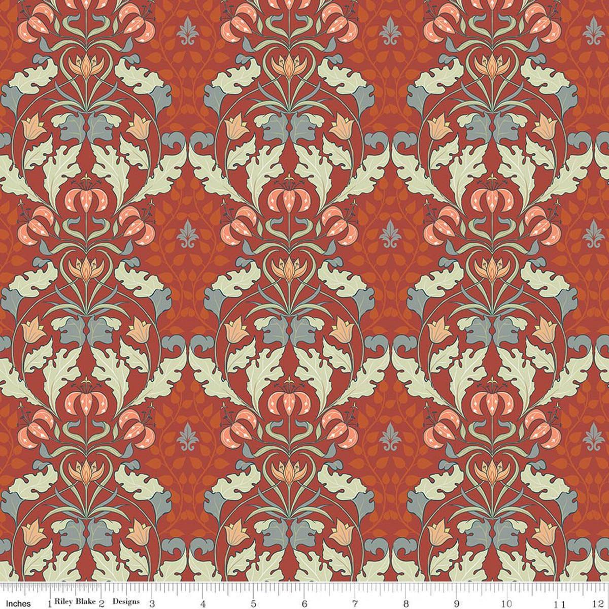 SALE Ambleside Tapestry Adobe Red Floral Fabric - C17111 - Riley Blake Quilting Cotton Fabric