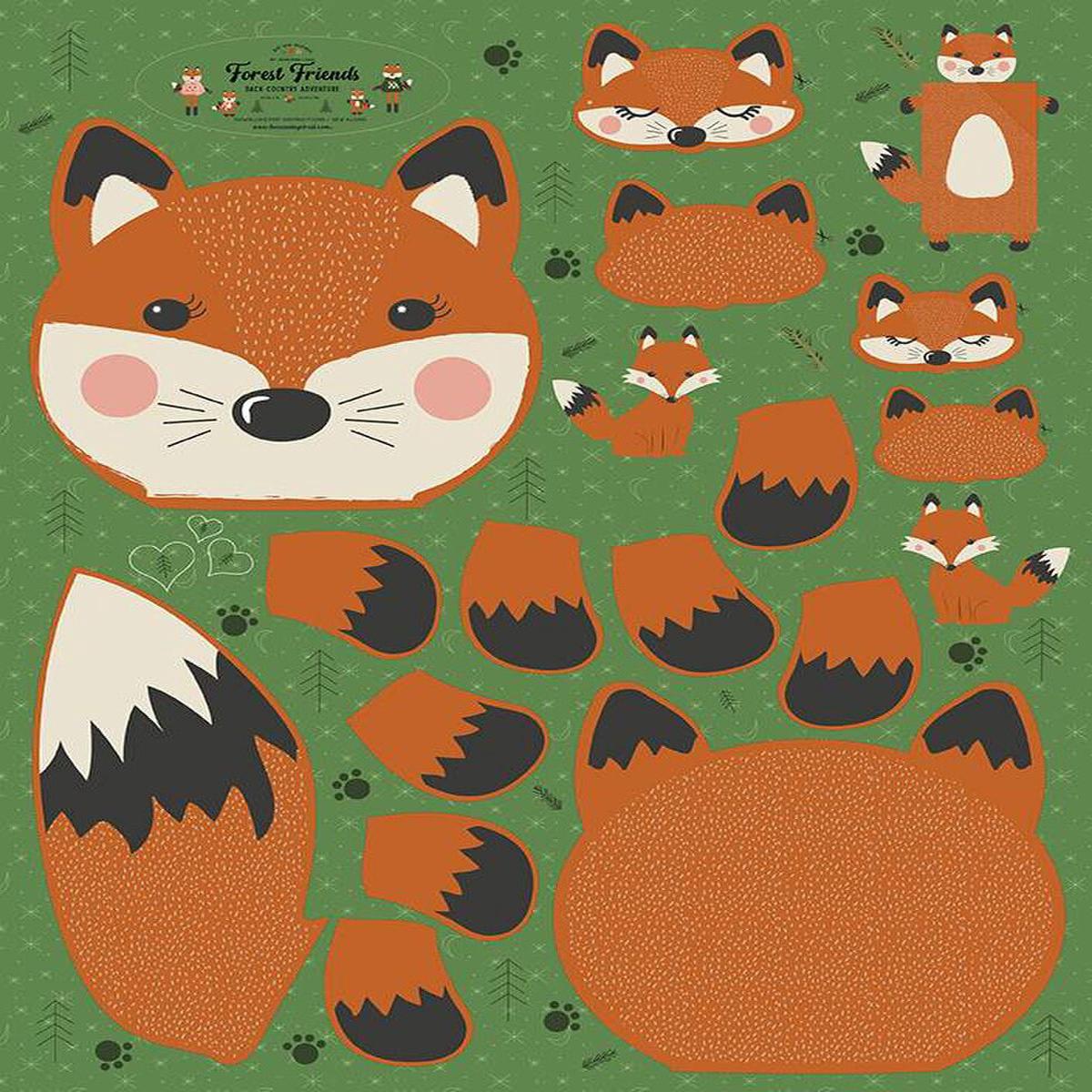 SALE Forest Friends Child Sleeping Bag Panel PD12697 Woodland - Riley Blake Designs - DIGITALLY PRINTED Fox - Quilting Cotton Fabric