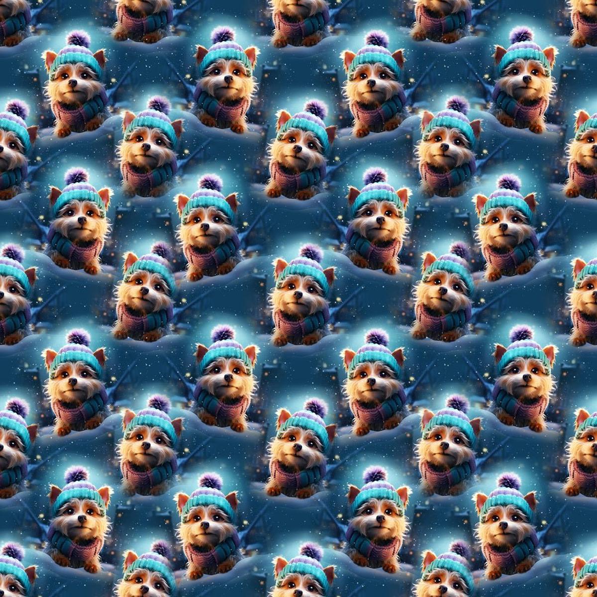 Bundle Up Puppy In Winter Fabric