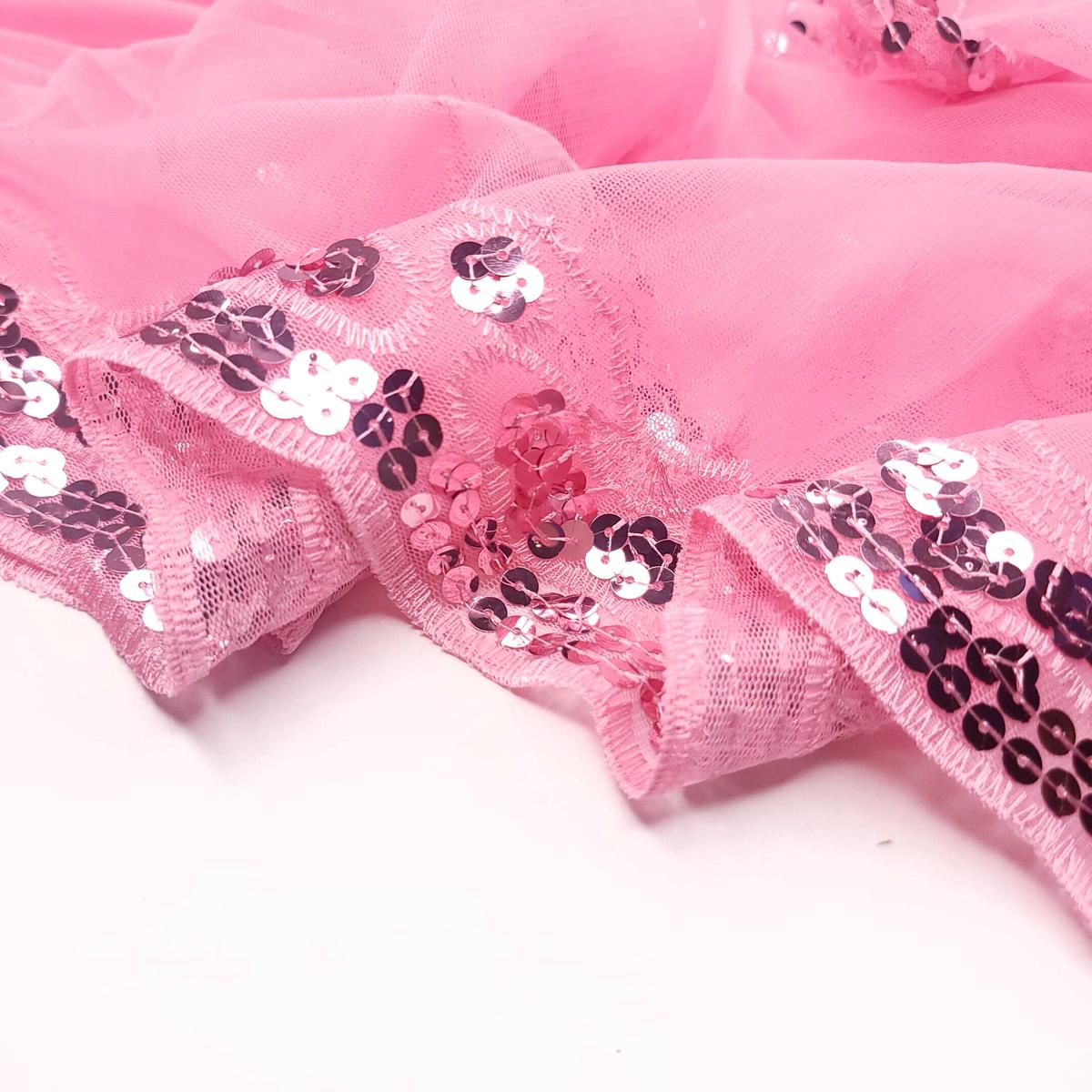 Rose Dew - Glitter Lace Poly Knit - Pink Floral - 1.8M Bundle