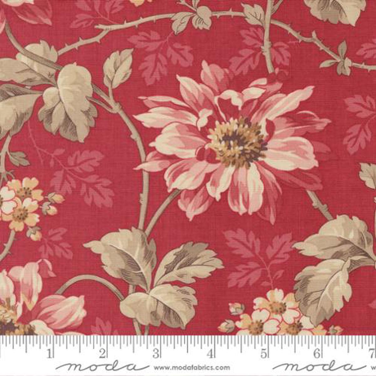 Cotton Fabric, Joie De Vivre ROUGE 13980 12 by French General for Moda Fabrics - continuous yardage in 1/4 yd. installments