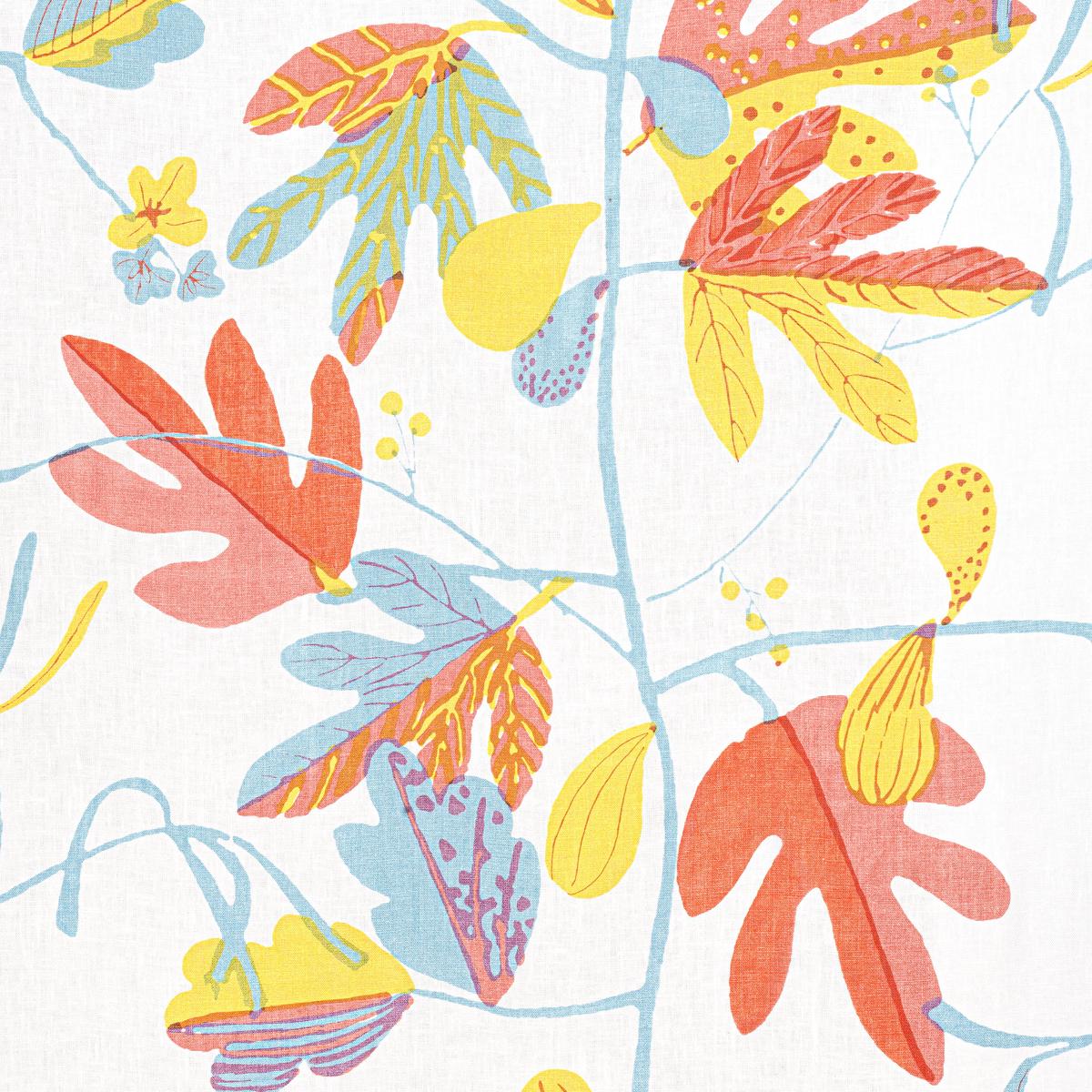 Matisse Leaf Coral and Yellow Fabric