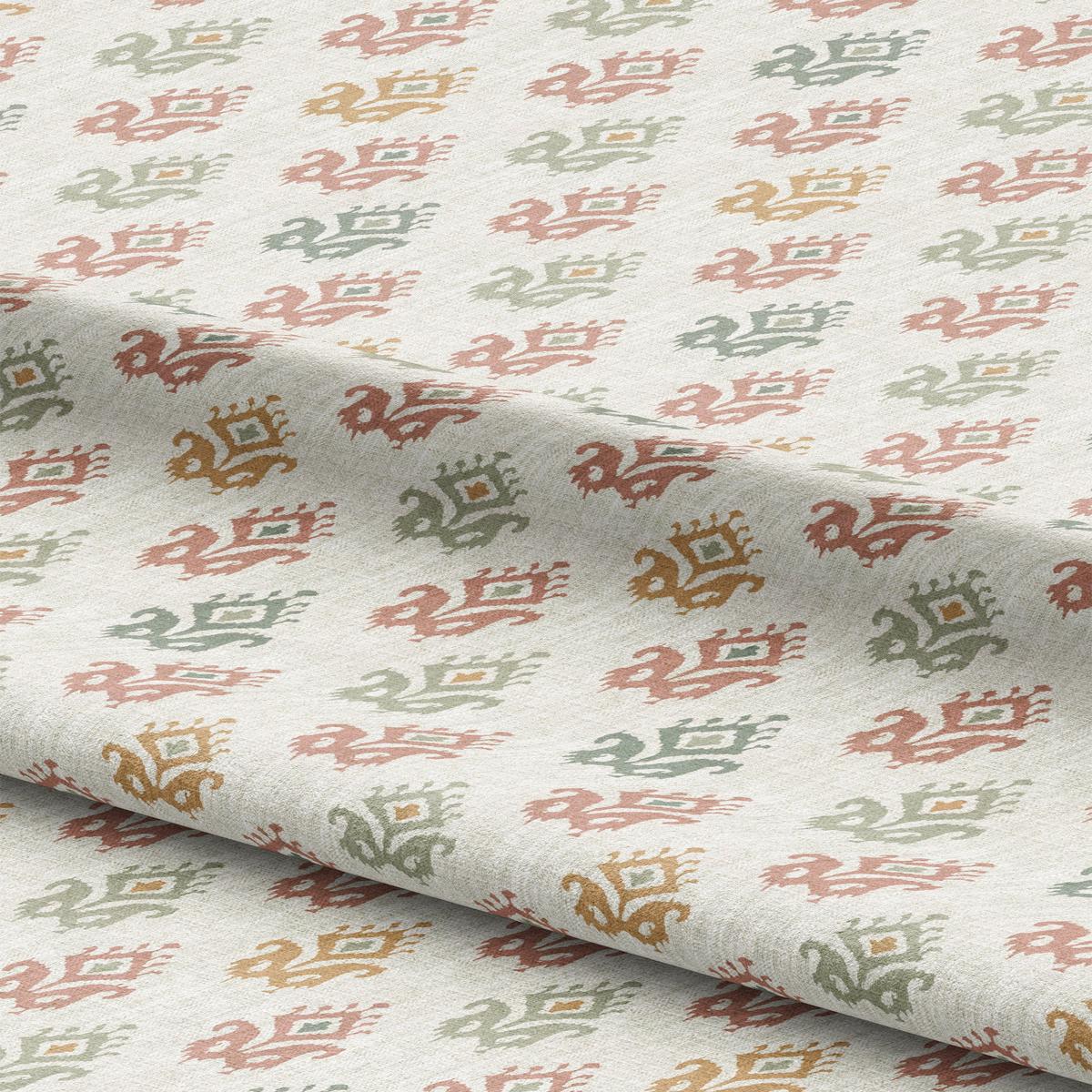 'Senegal' Fabric by the Yard (Cream/ Blush Red/ Ochre/ Sage)