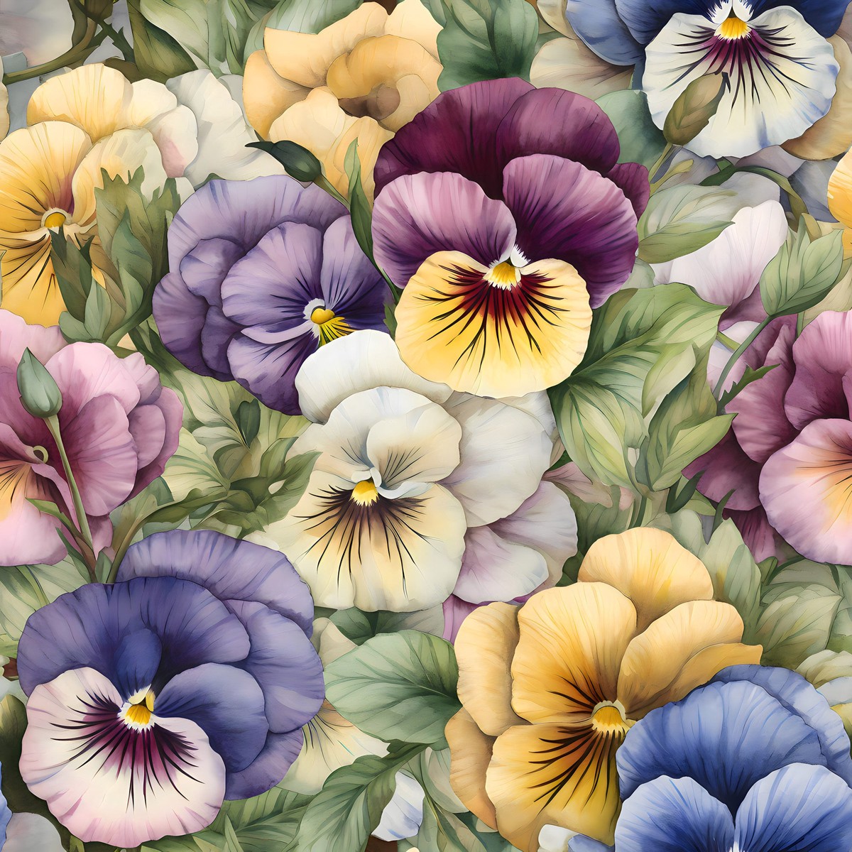 Pansy Flowers Pattern 7 Quilting Cotton Fabric