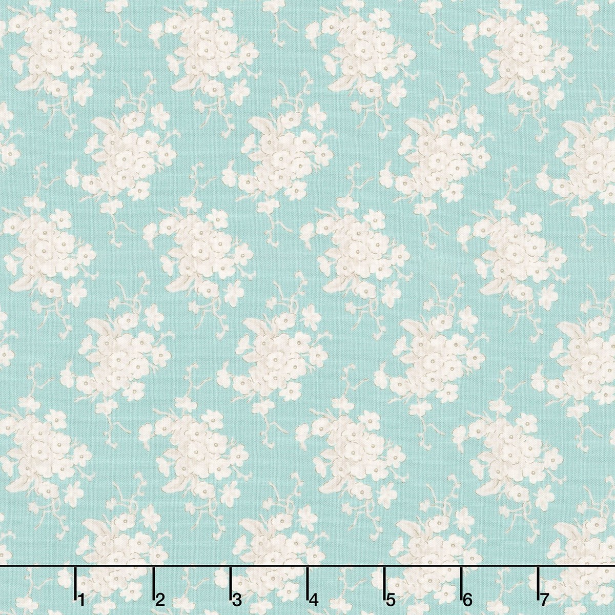 Sunday Brunch - White Flower Teal Yardage