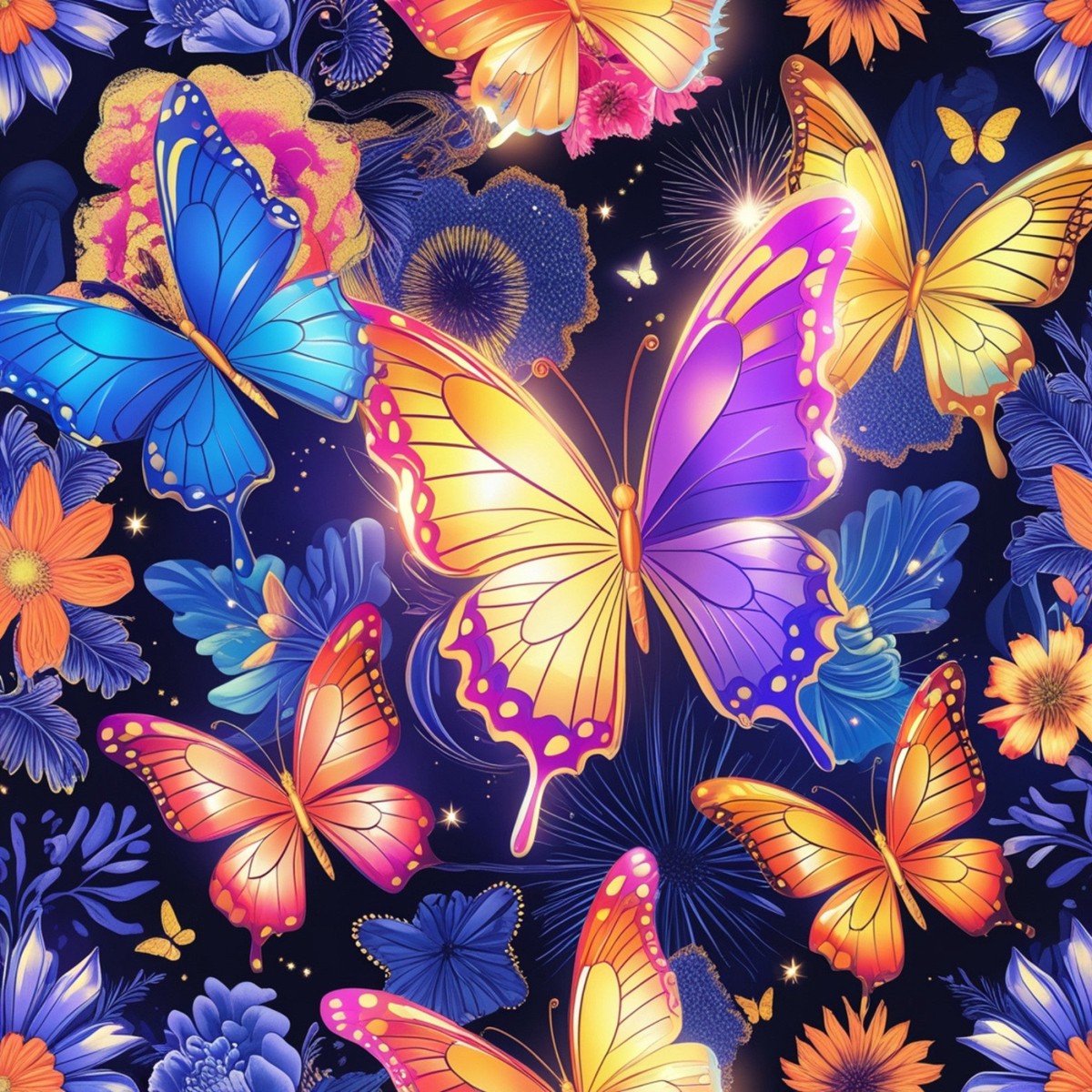 Fantasy Butterflies Pattern 11 Quilting Cotton Fabric
