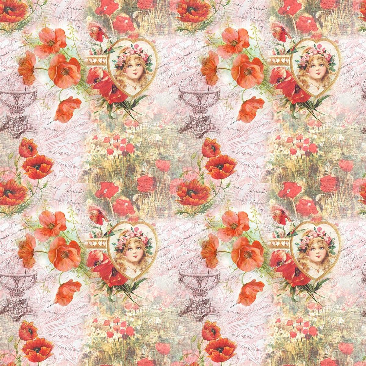 Vintage Poppies 5 Fabric