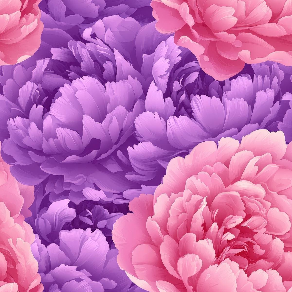 Purple and Pink Peony Flowers Pattern 3 Quilting Cotton Fabric