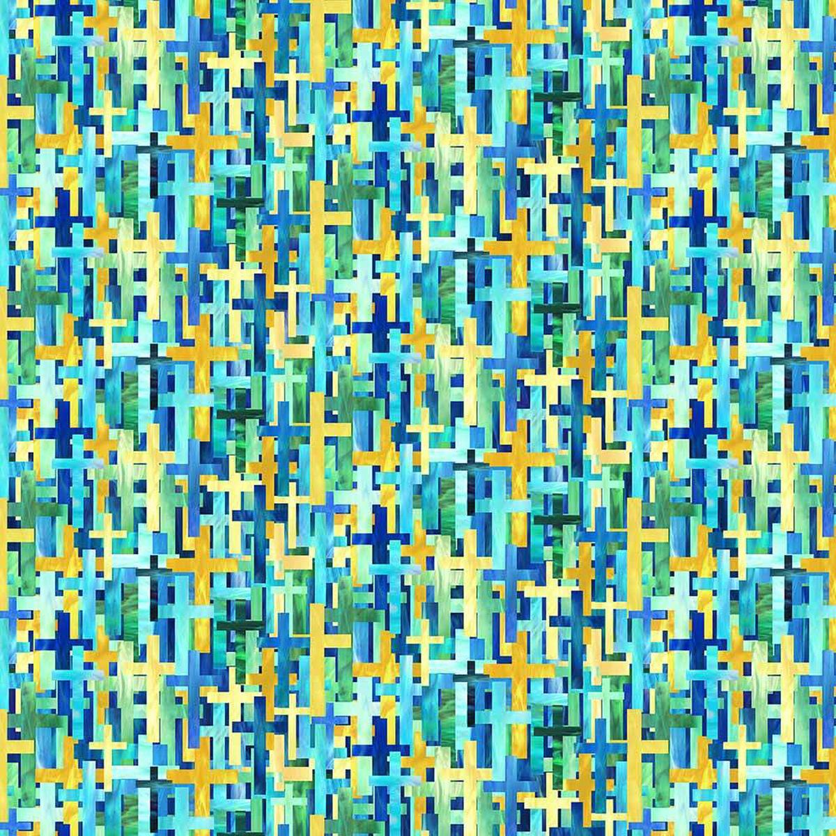 Northcott Fabrics - Risen by Deborah Edwards - Digital Print - Overlapped Crosses - Multi - Yardage