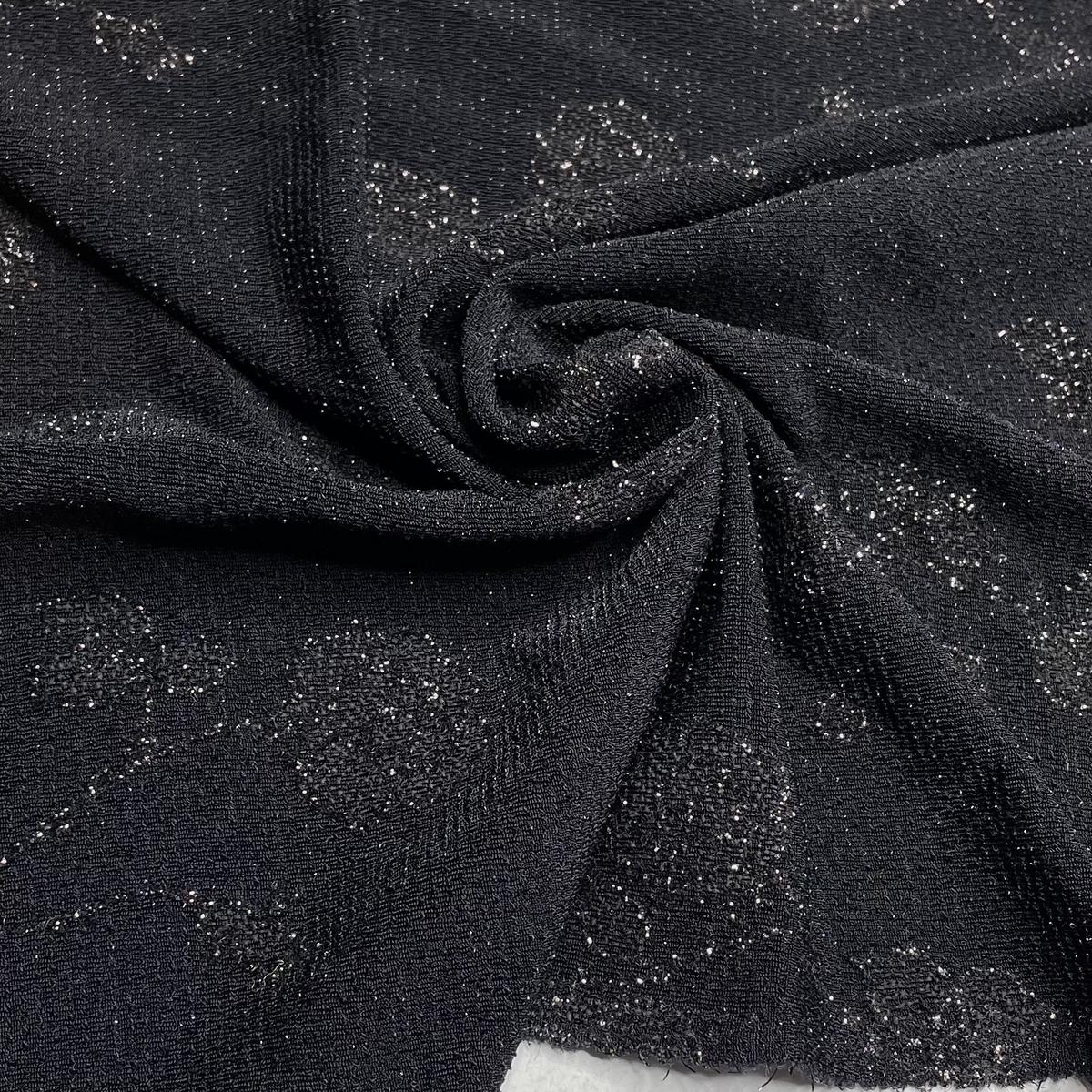 UB - Glamorous Nana - Glitter Poly/Nylon Knit - Black Floral - 1.65M Bundle