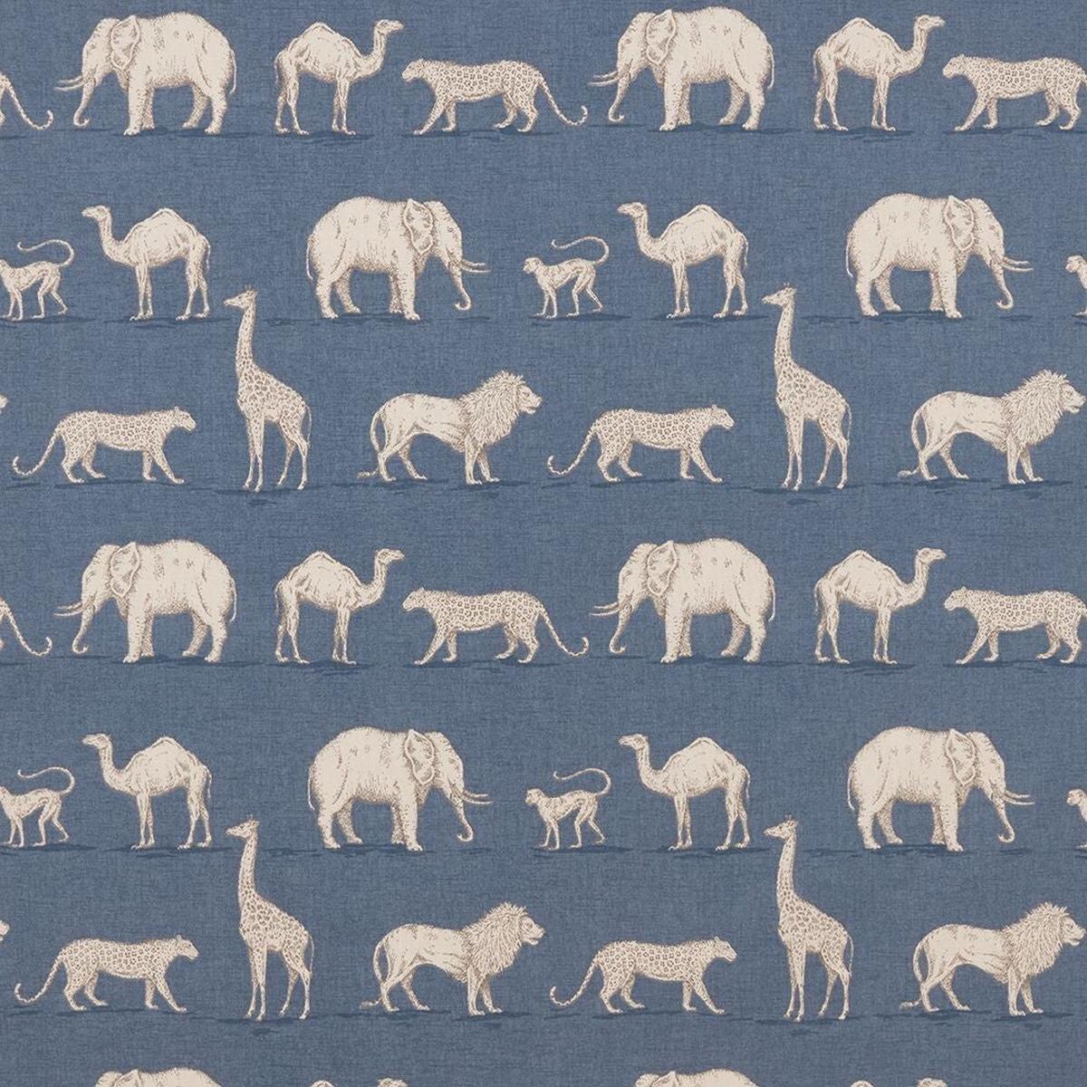 iLiv Cotton Curtain Fabric 2.1 Metres Prairie Animals Denim Cushion Upholstery