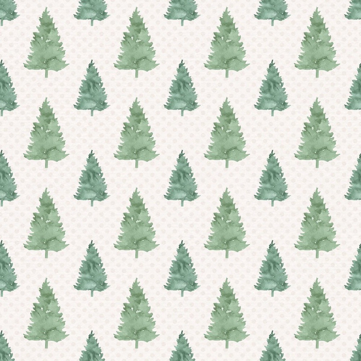 Let It Snow Christmas Trees on Dots Fabric