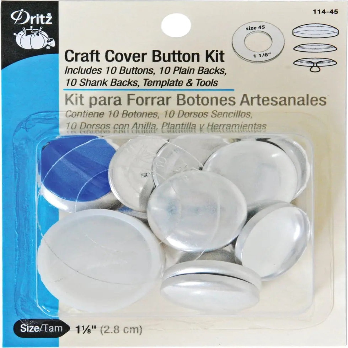 Dritz Cover Button Kits with Tool - Size 1-18 114-45