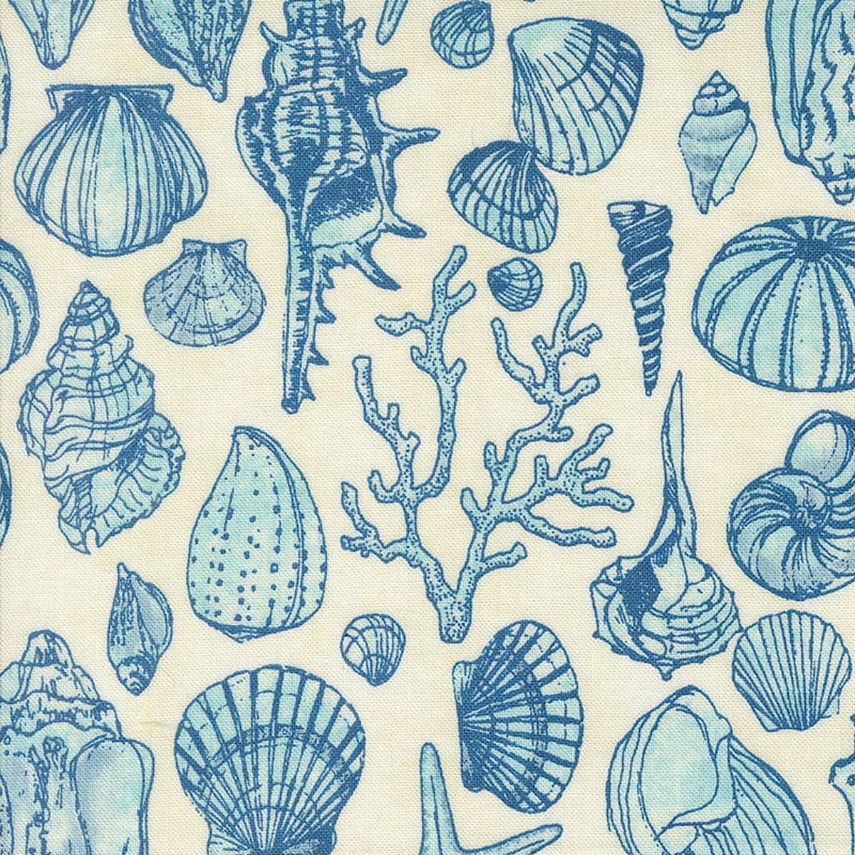 Moda Serena Shores Fabric - Sketchy Shells Cloud 48774-11