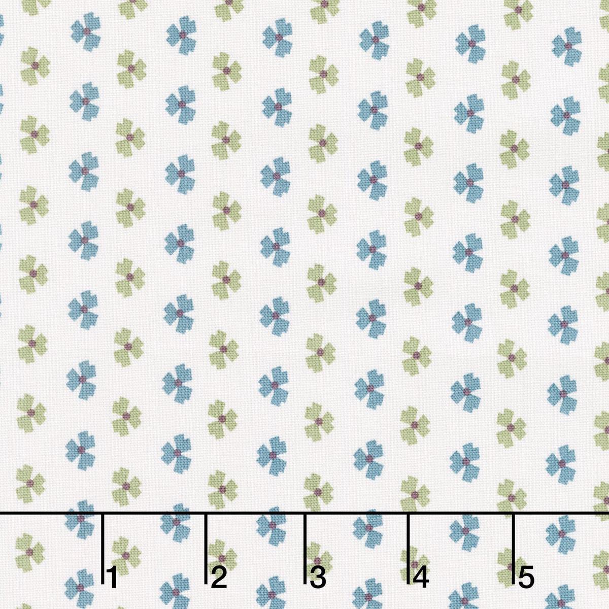 Mystic Meadow - Abstract Flower Cream Teal Yardage