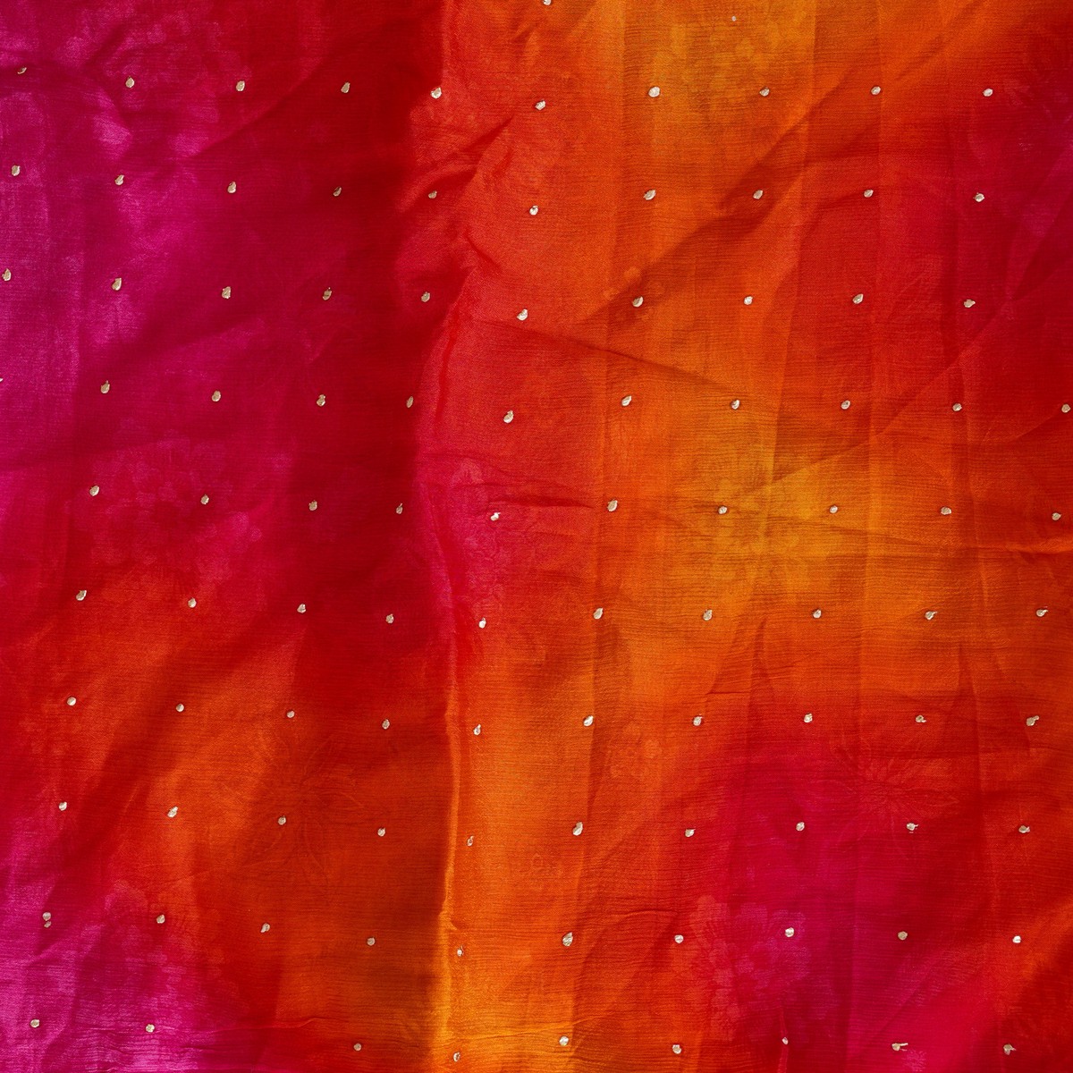 Chinon Pink Orange Shaded With Badla Work Fabric