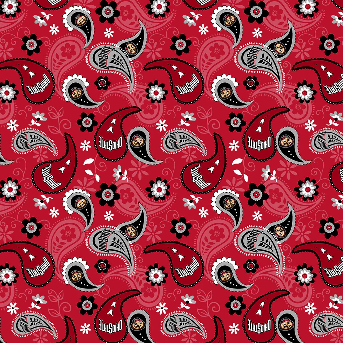 Fabric Sykel Enterprises Ohio State University Paisley by the Quarter Yard OHS1200
