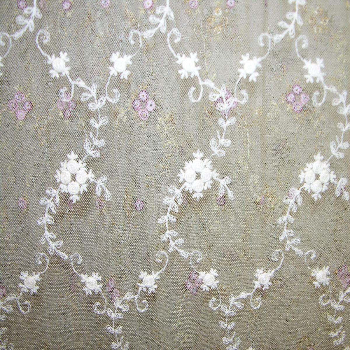 SCALAMANDRE FLORINETTE SHEER FABRIC ECRU - AU 06028075 NEW SKU # AU80750602