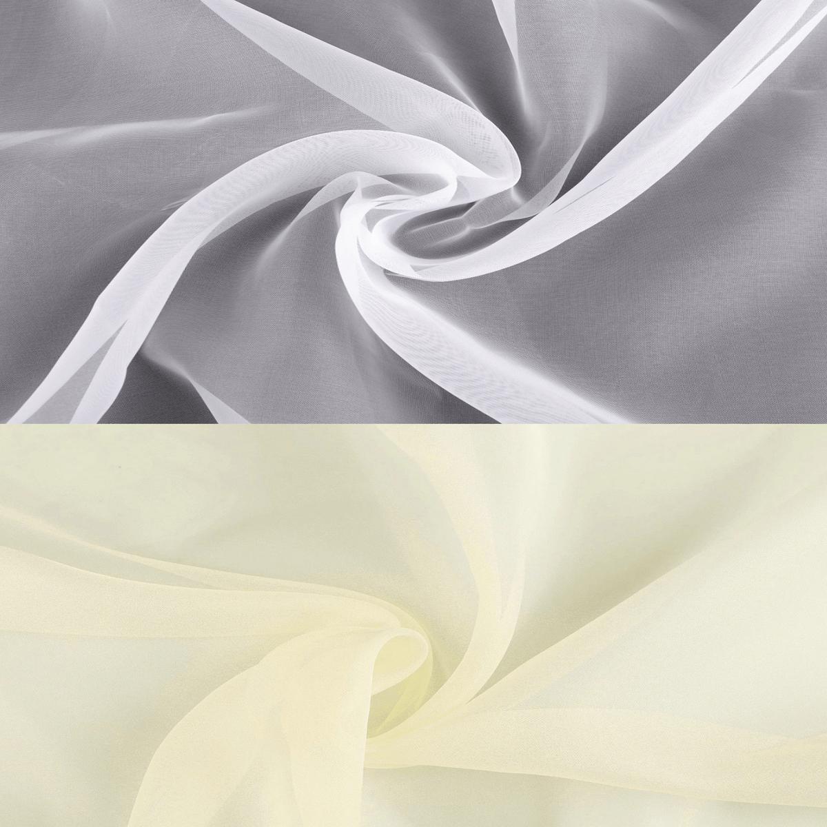 Sheer curtain fabric tulle with lead thread, white or cream, 55 g/m