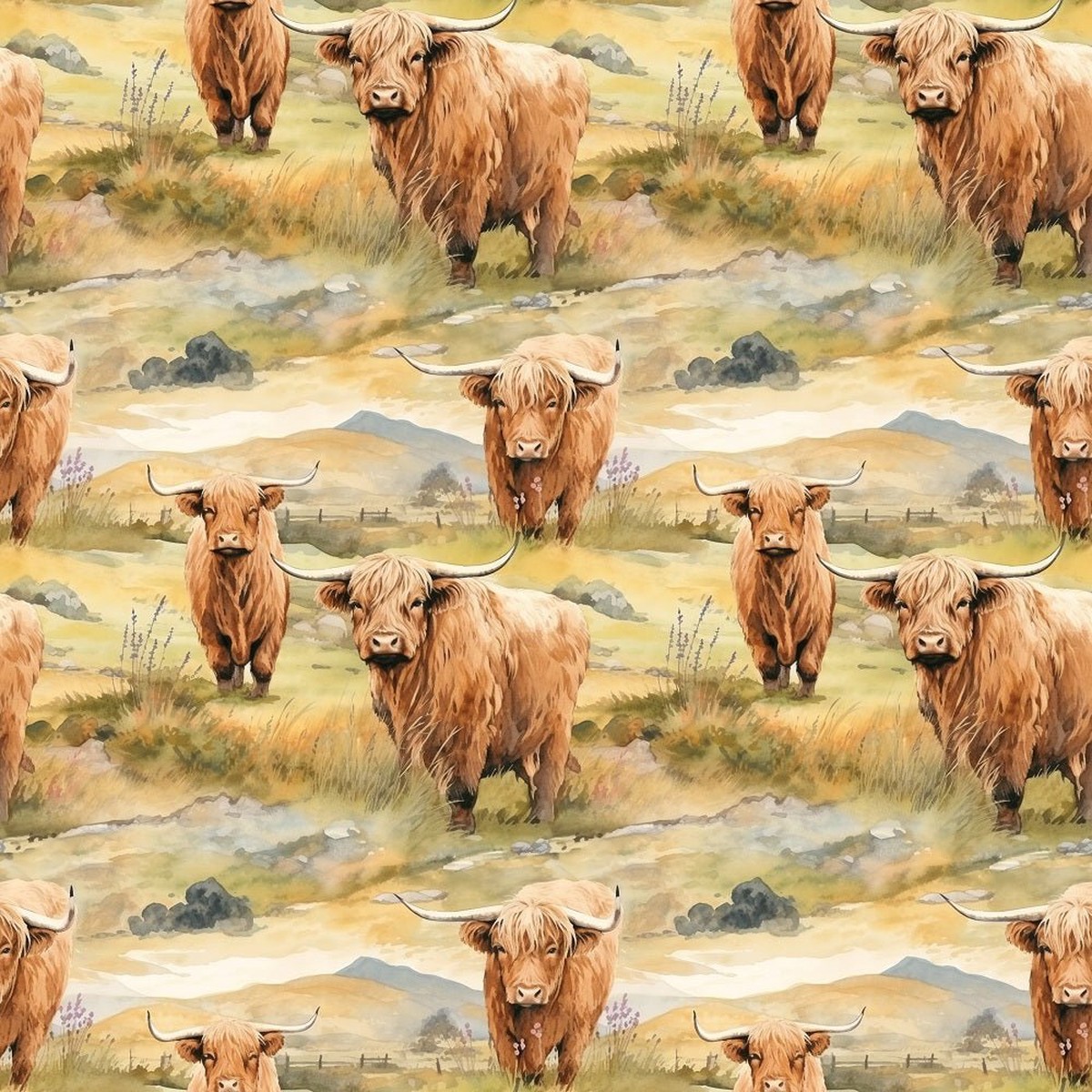Scottish Highland Cows 5 Fabric
