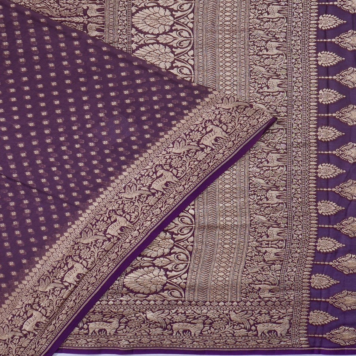 Banarasi Georgette Brocade Lilac Saree