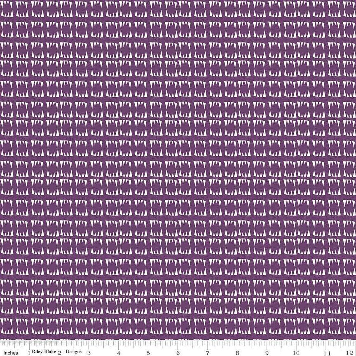 SALE Beggar's Night Fangs C14506 Purple - Riley Blake Designs - Halloween Vampire Teeth - Quilting Cotton Fabric