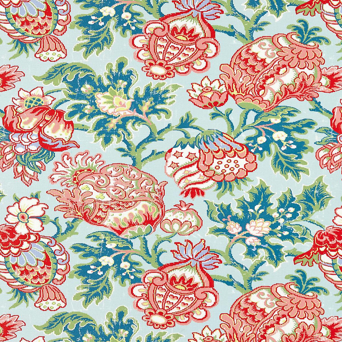 Canterbury Linen Print - Aquamarine by Scalamandre Fabric