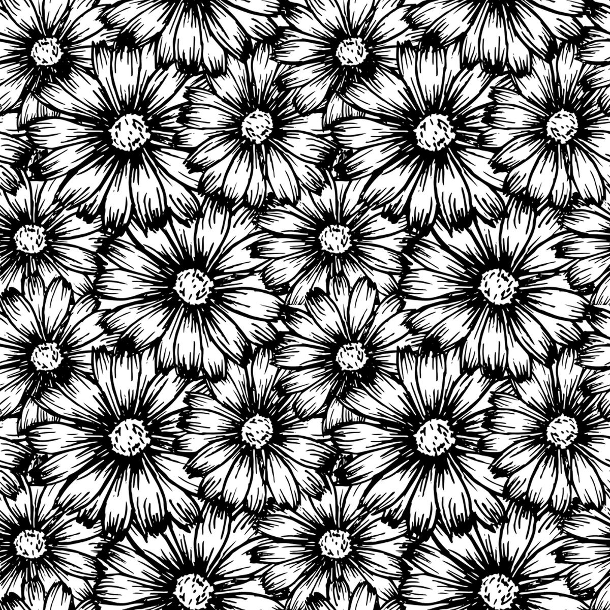 Wildflower Fabric - Black White