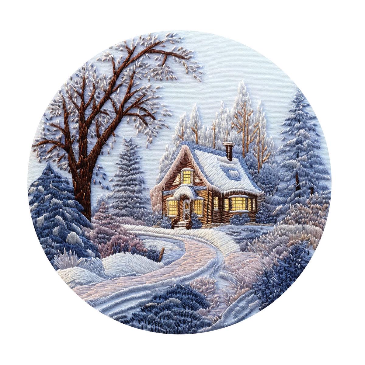 Christmas Ornaments House 6 Fabric Panel