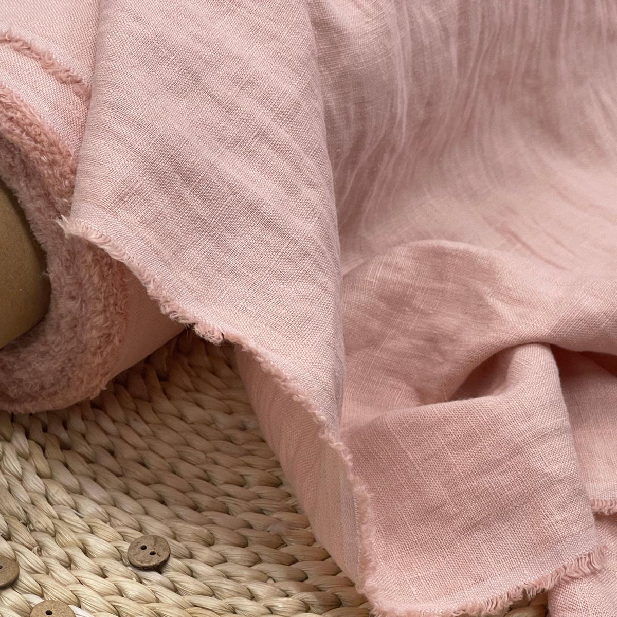 100% Softened linen - powder pink 205 g/m