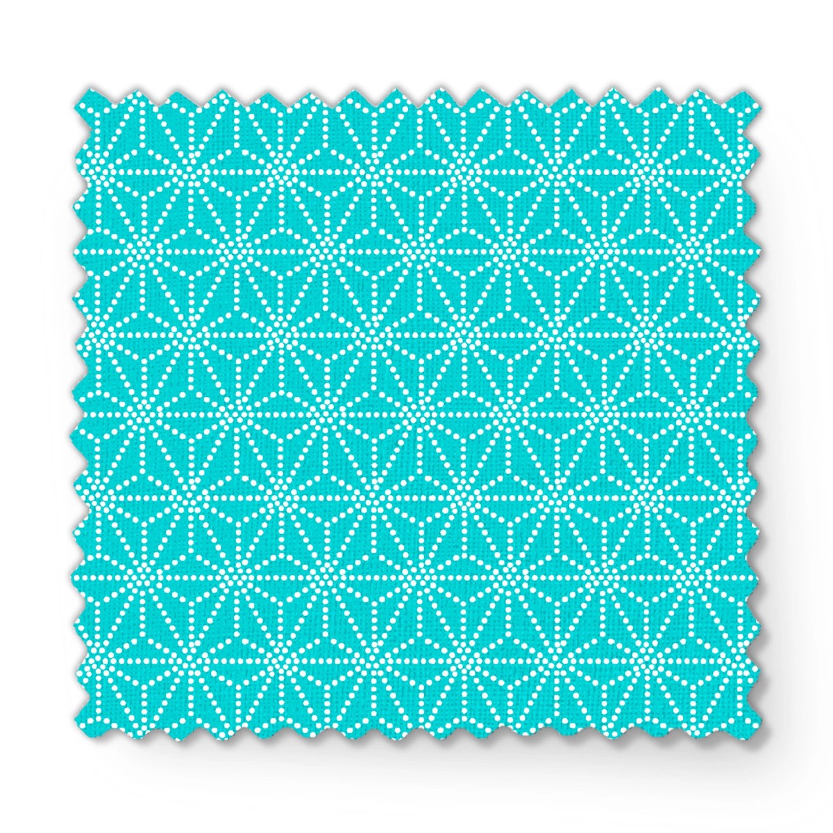 Dotted Starburst on Turquoise Fabric