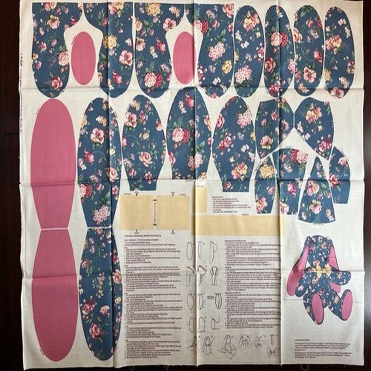 Flop Earred Bunny Rabbit Vintage Cranston VIP Blue Fabric Panel