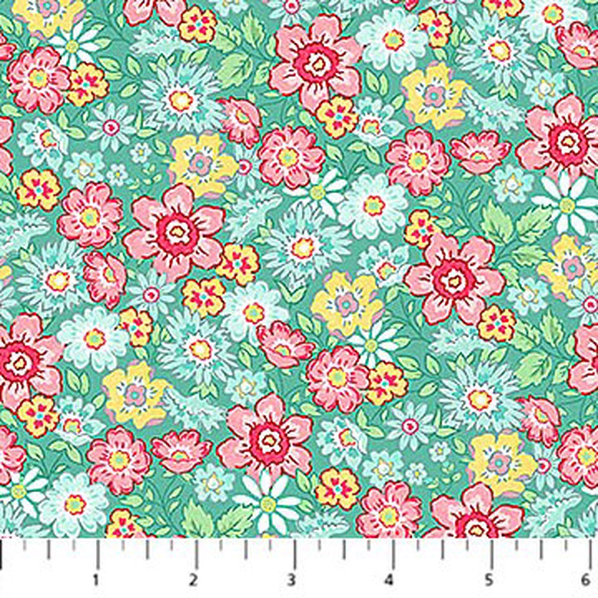 Northcott - Quilting In Bloom - Packed Floral - Turq Multi 28835-64