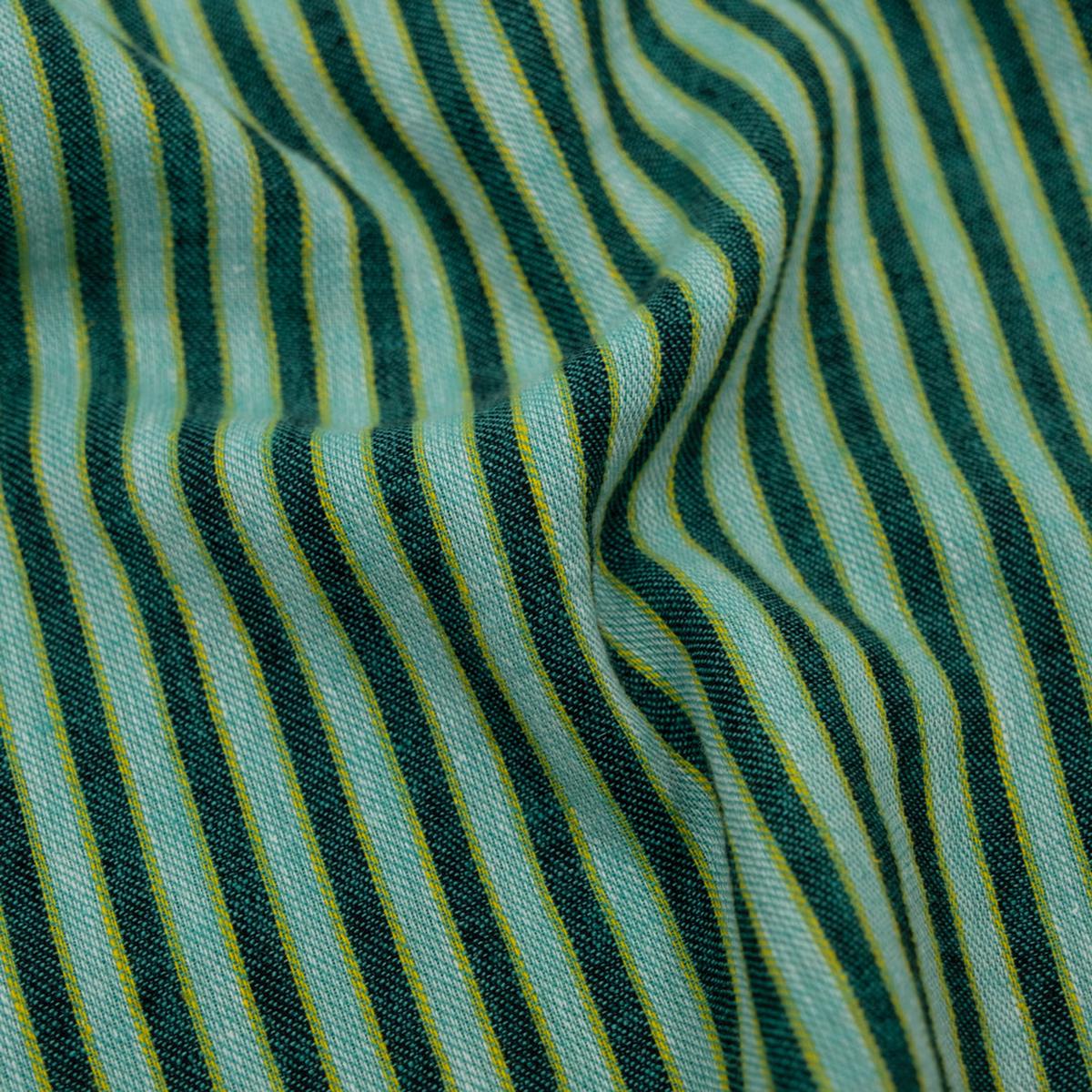 Stripe Yarn Dyed Cotton Linen - Gecko
