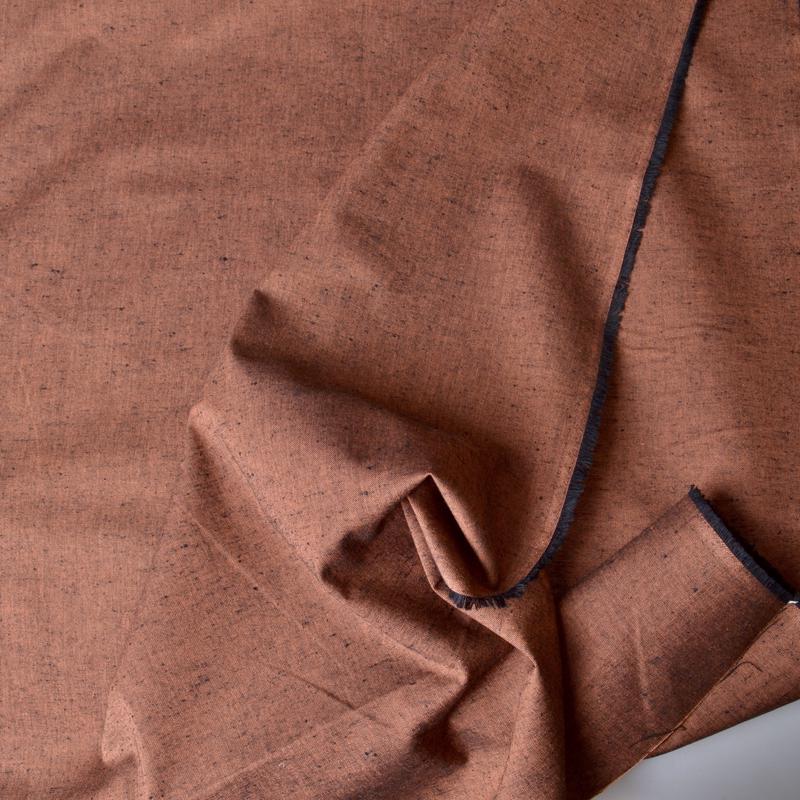 Tsumugi Cotton Fabric, Copper Orange