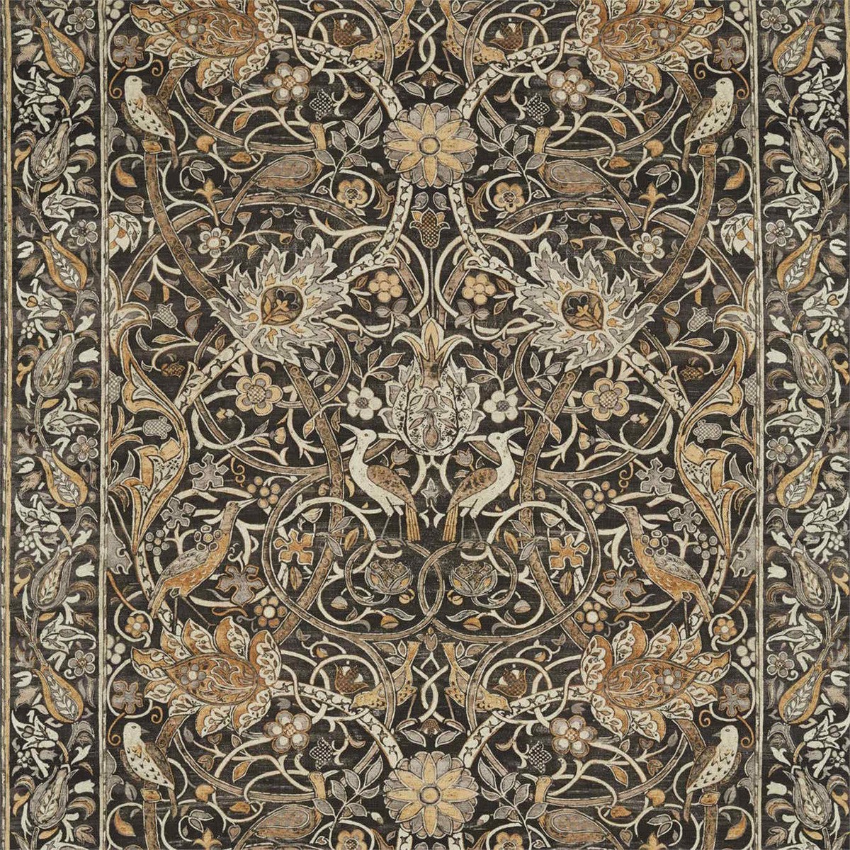 Bullerswood Archive IV The Collector Charcoal/Mustard Fabric by Morris & Co