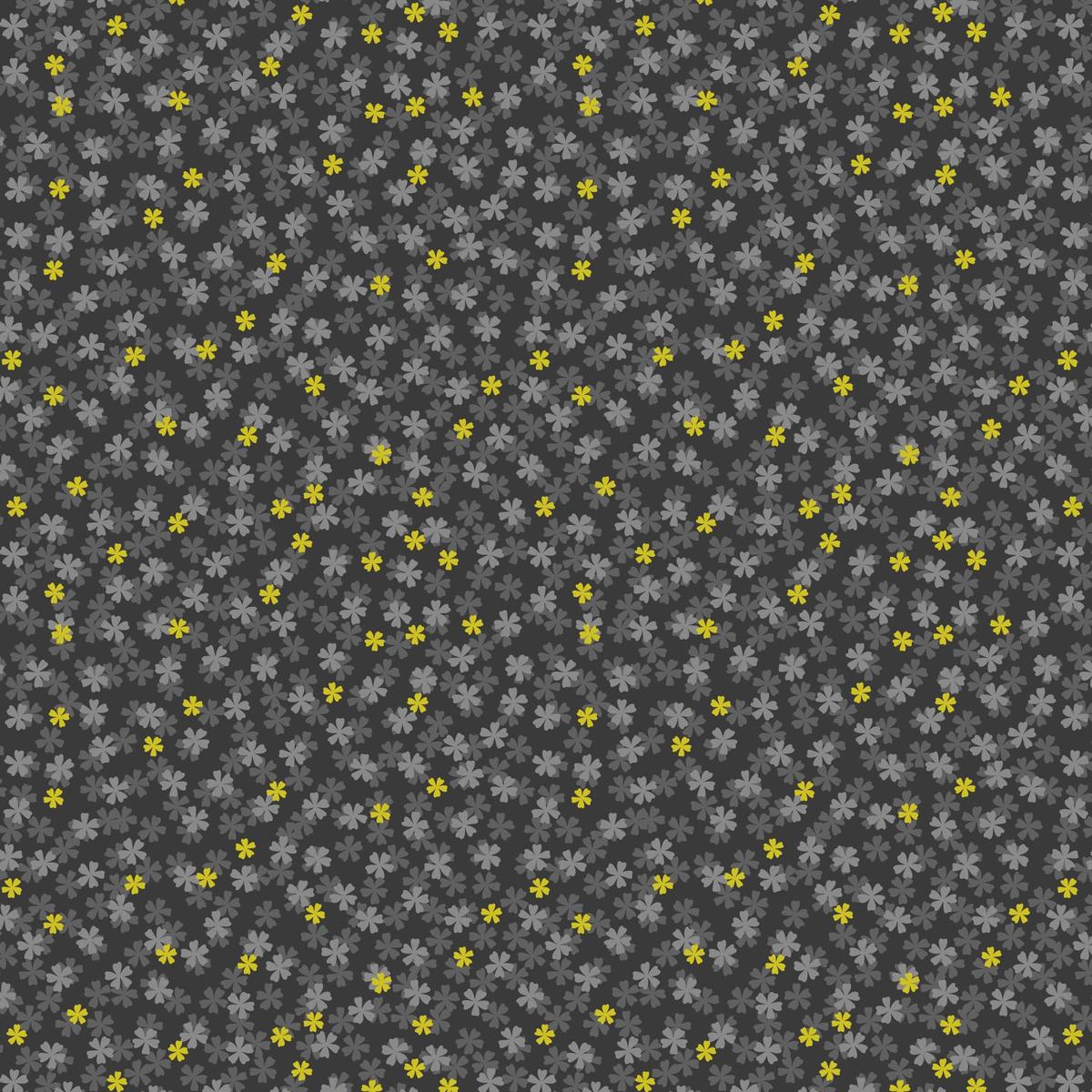 Lewis and Irene Sakura - Tiny Blossom on Charcoal With Gold Metallic A920C
