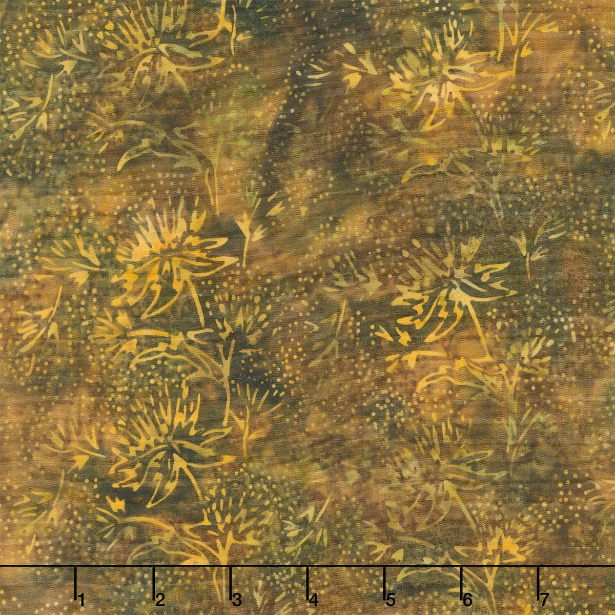 Autumn's Embrace Batiks - Floral Herb Brown Russet Yardage