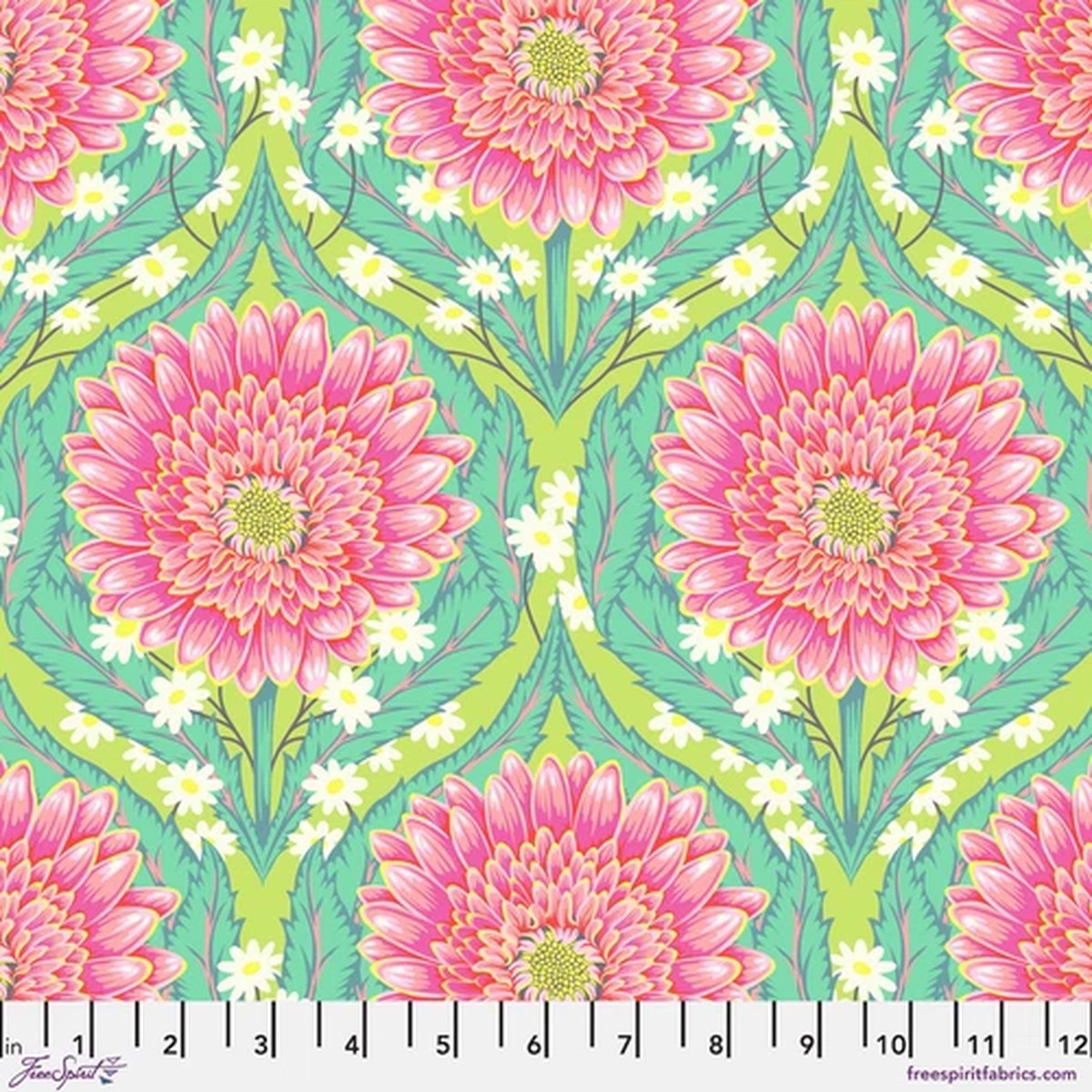 NEW! TULA PINK UNTAMED DAISY AND CONFUSED IN MOONBEAM FLORAL FABRIC 1/2 YD