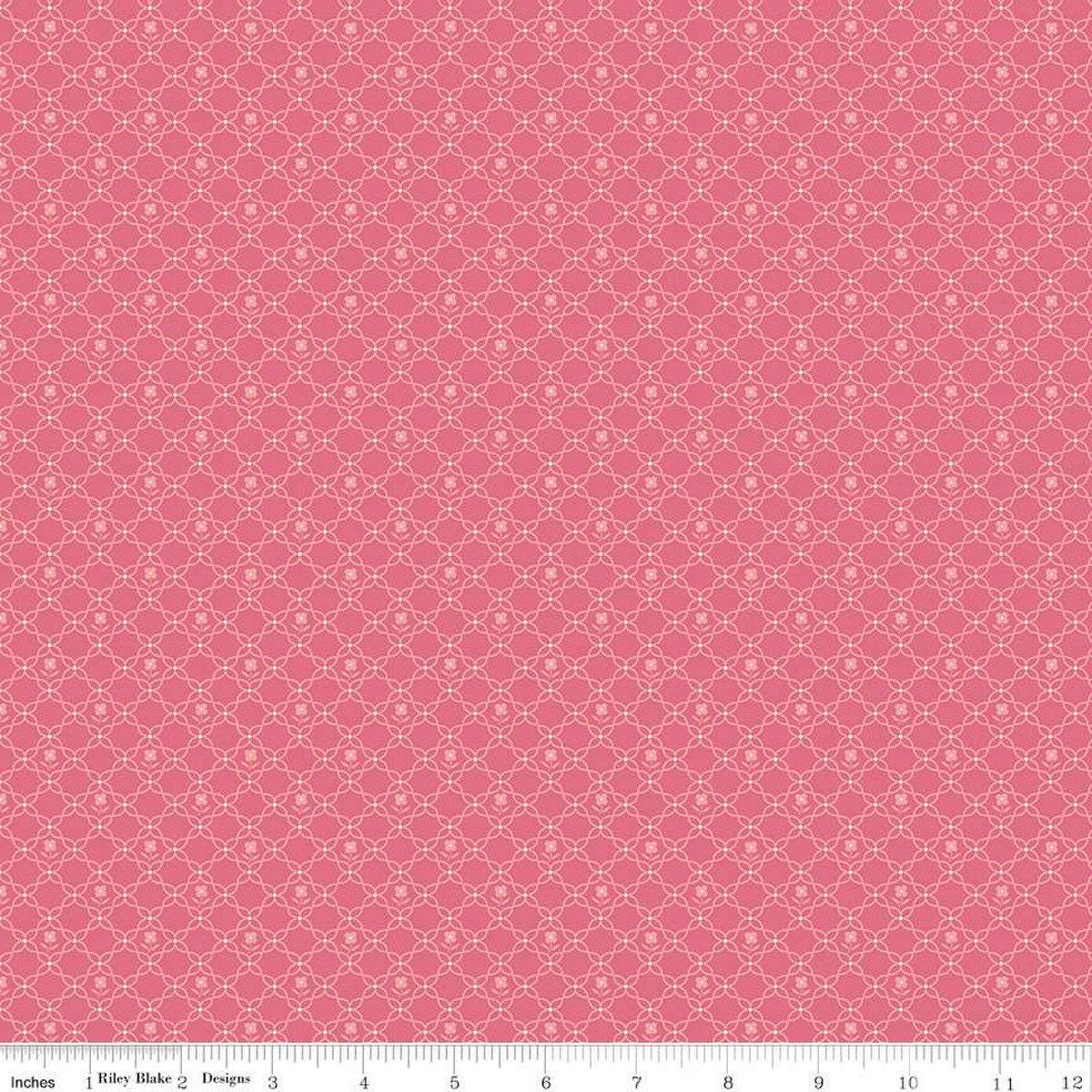 SALE Home Town Park C13581 Tea Rose - Riley Blake Designs - Geometric Floral Flowers - Lori Holt - Quilting Cotton Fabric