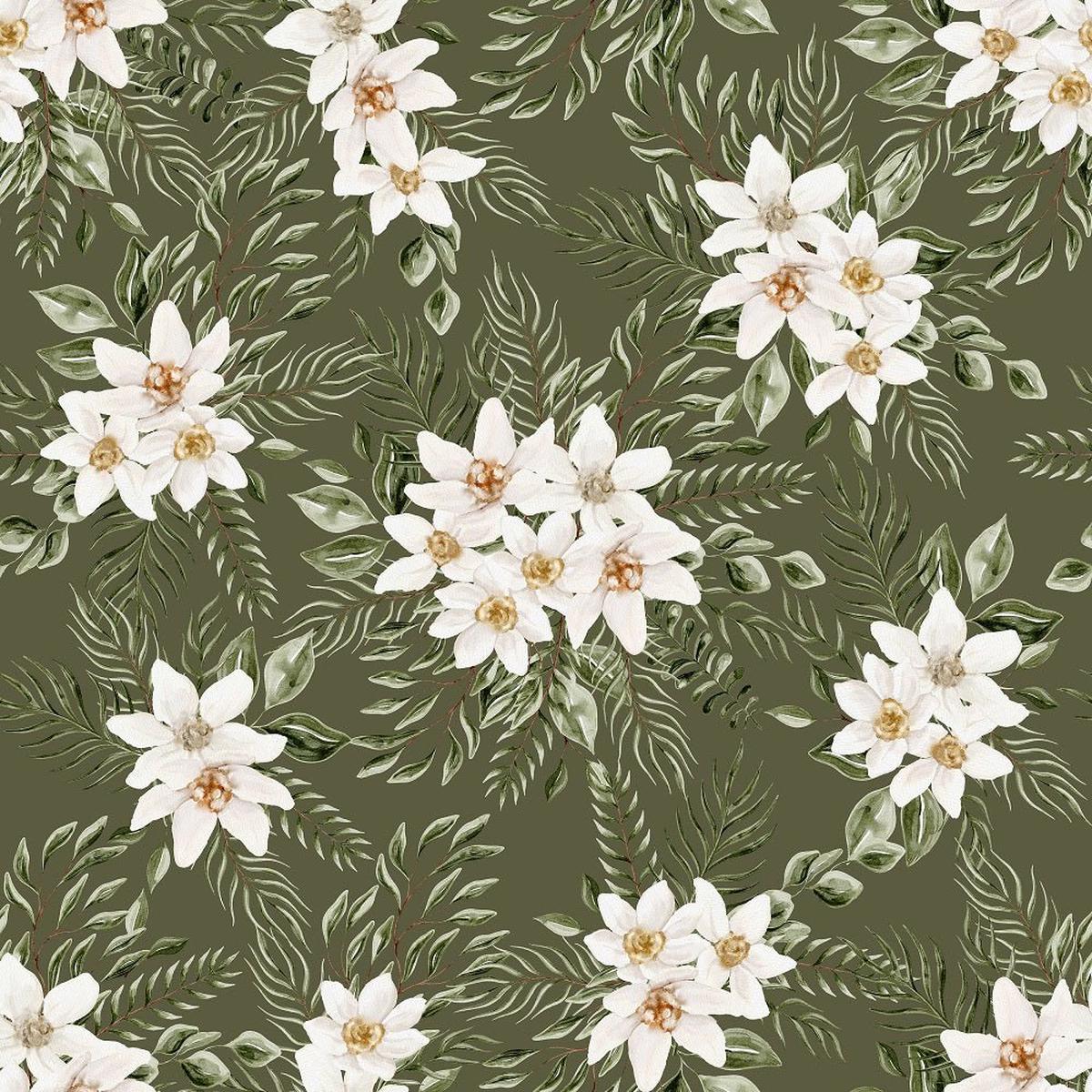 Evergreen Forest Floral #2 Fabric - Green