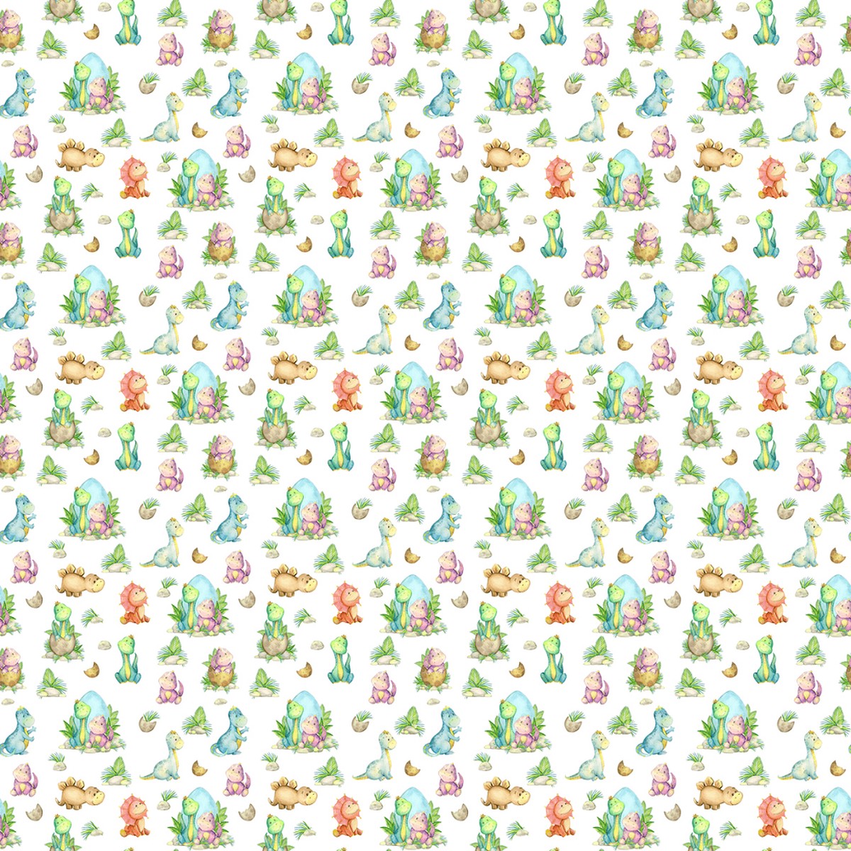 Packed Hatched Dinosaurs Fabric - Multi