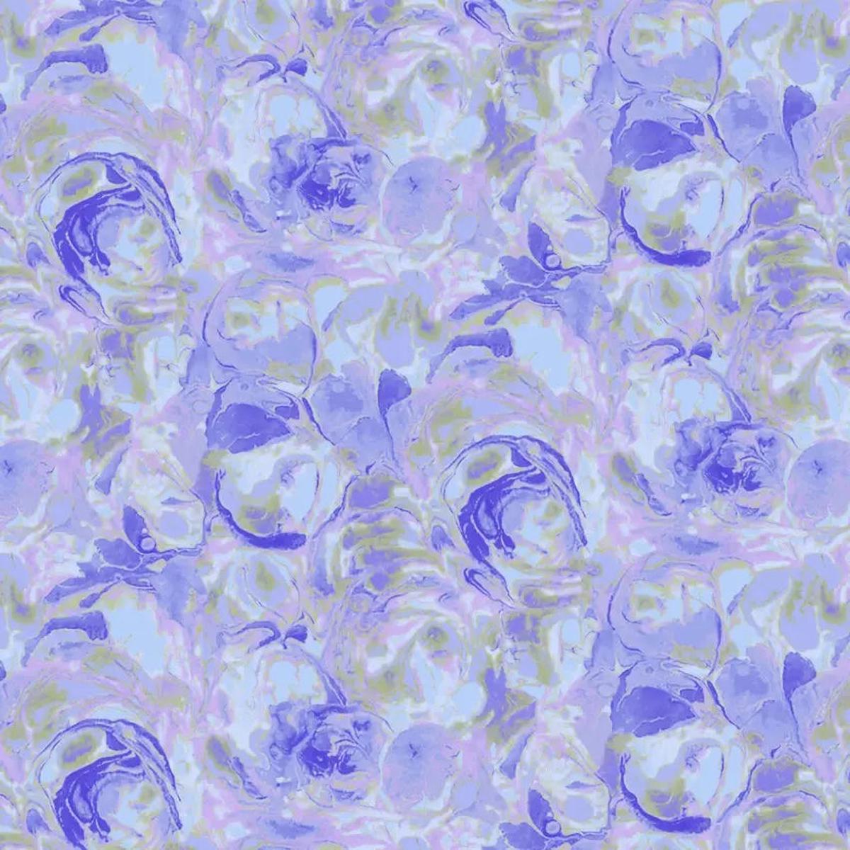 Purple Hydrangea Paint Swirls Cotton Wideback Fabric per yard
