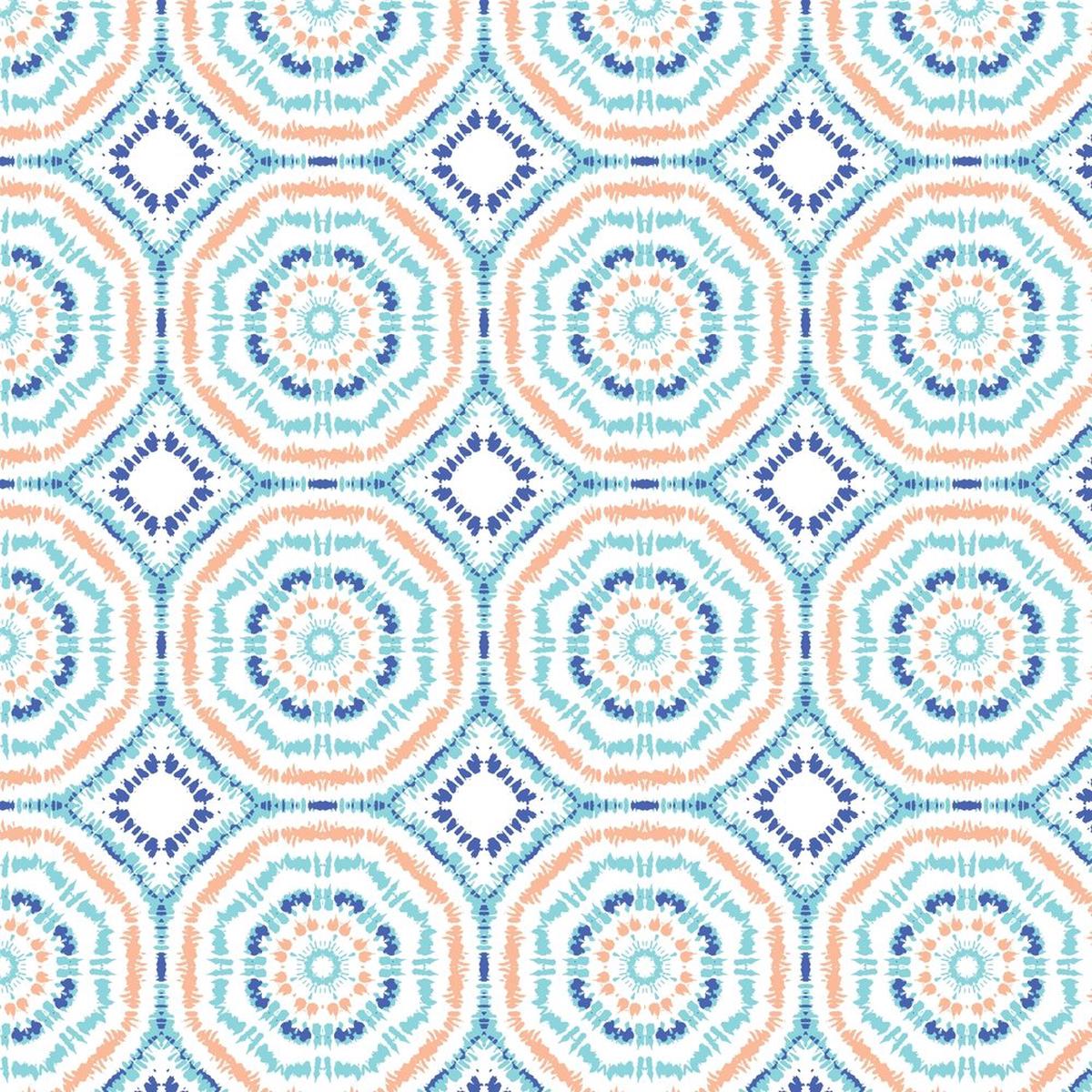Shibori Sunburst Hexagonal Mandala Fabric - Multi