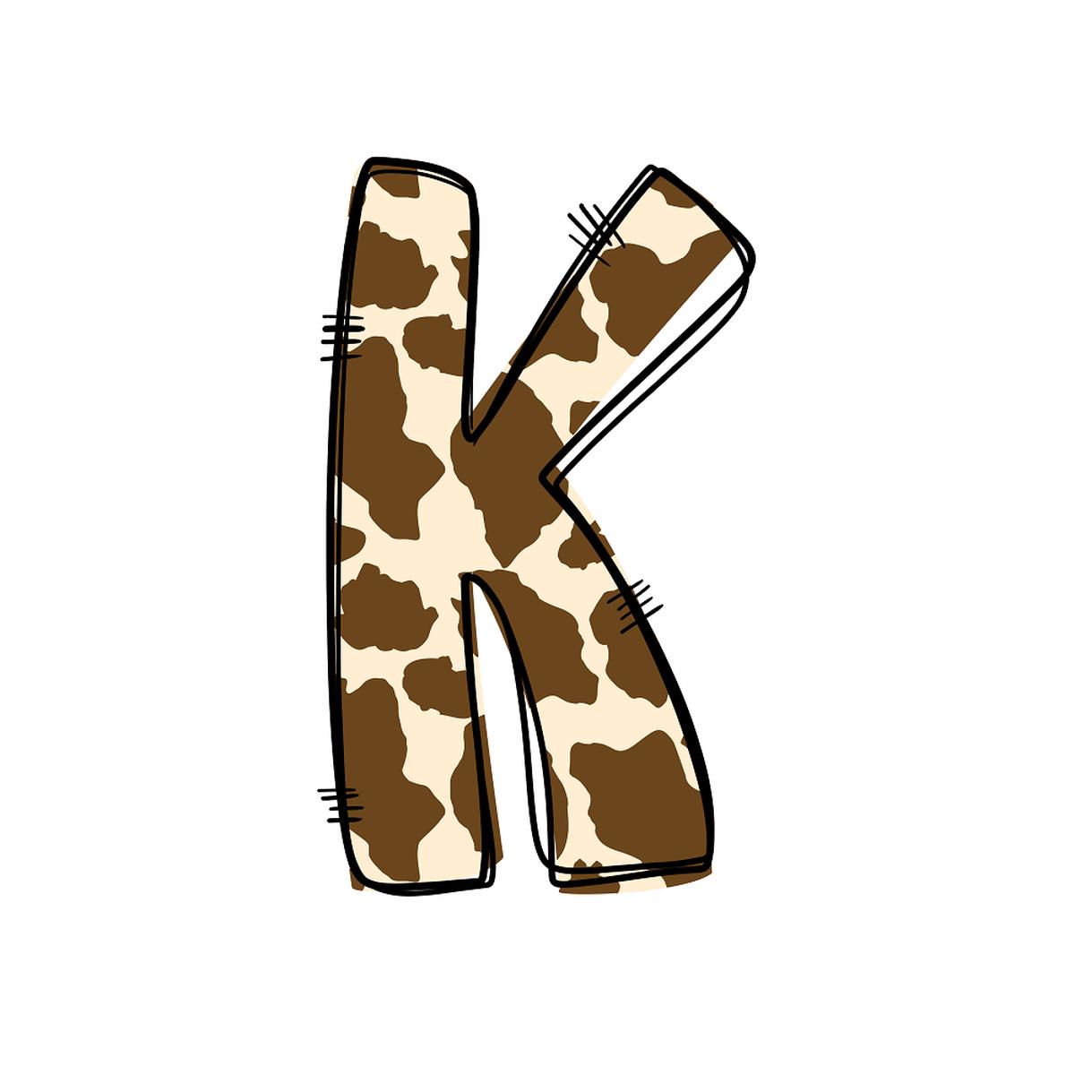 Western Cowboy K Cow Print Fabric Panel