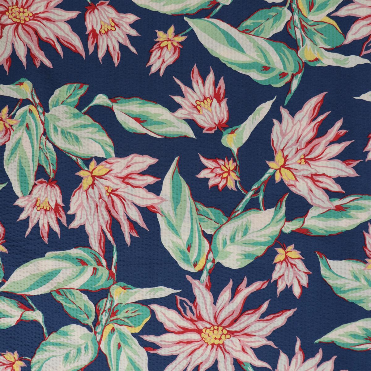 Deadstock Cotton Seersucker - Tropical Flowers