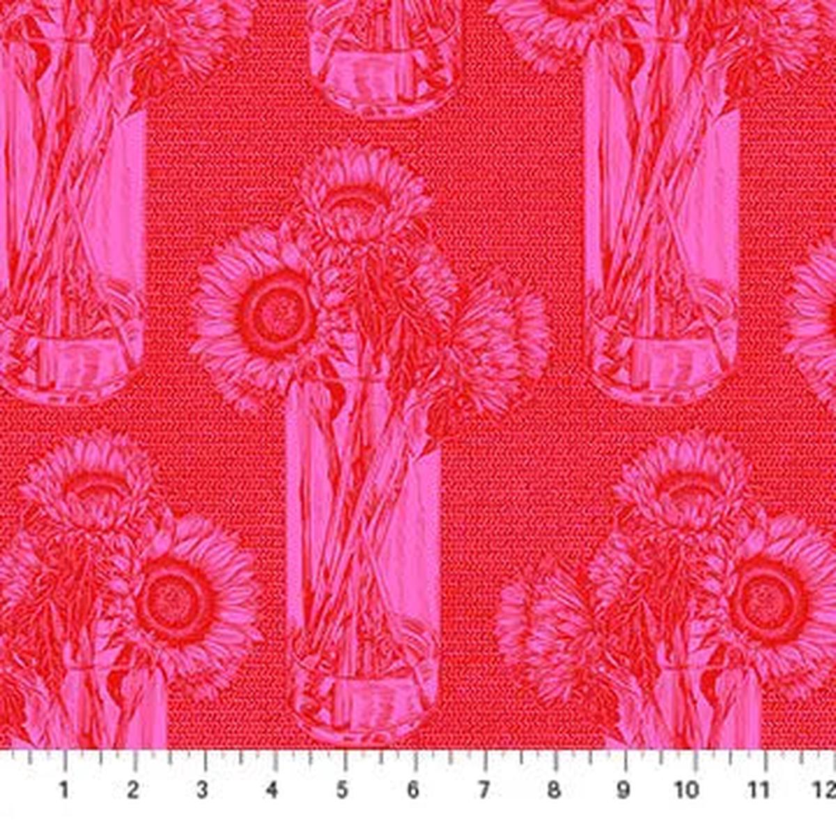Pink Sunflowers Indelible by Anna Maria for Northcott Cotton 44"/45" Fabric Per Yard