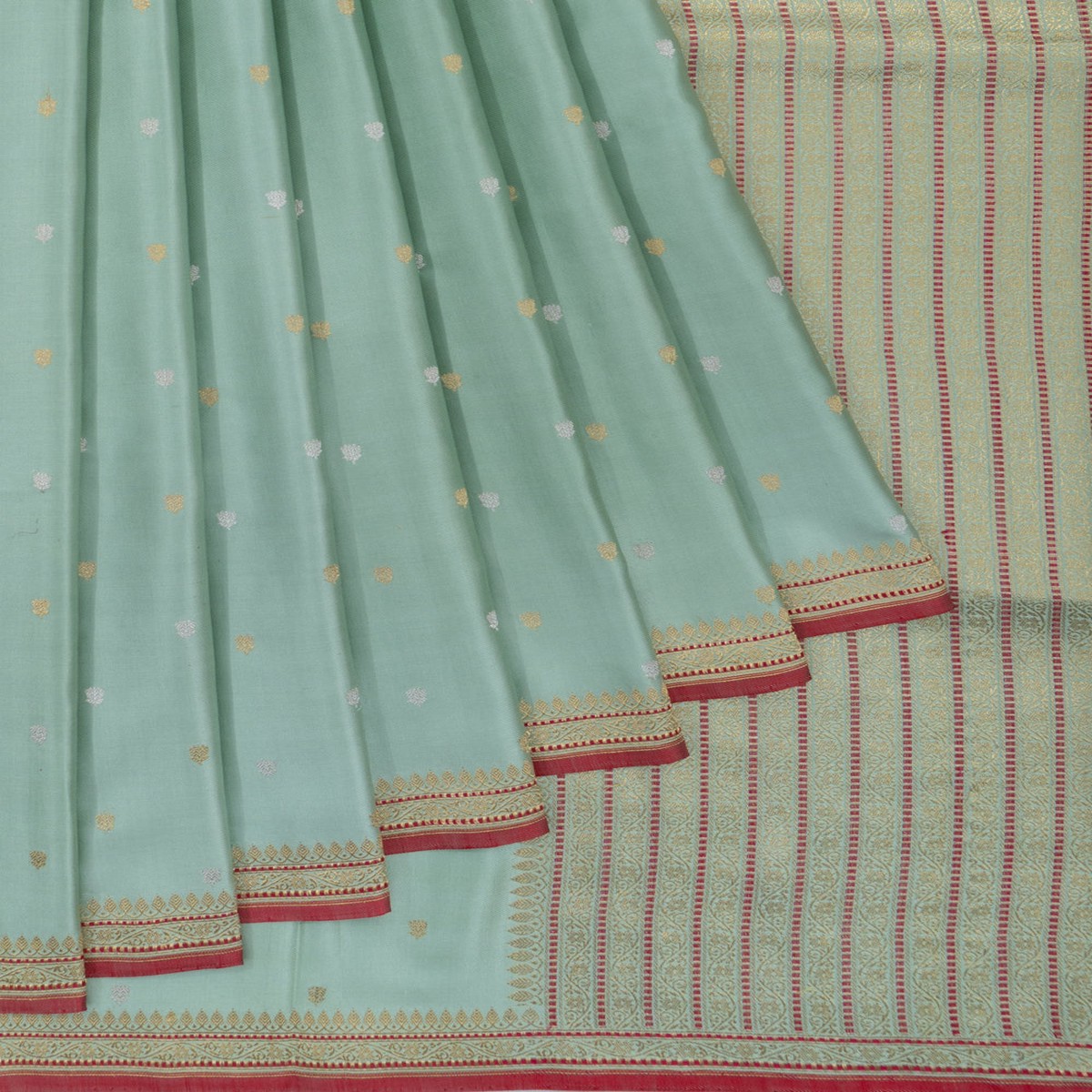 Banarasi Silk Kadwa Butta Sage Blue Saree