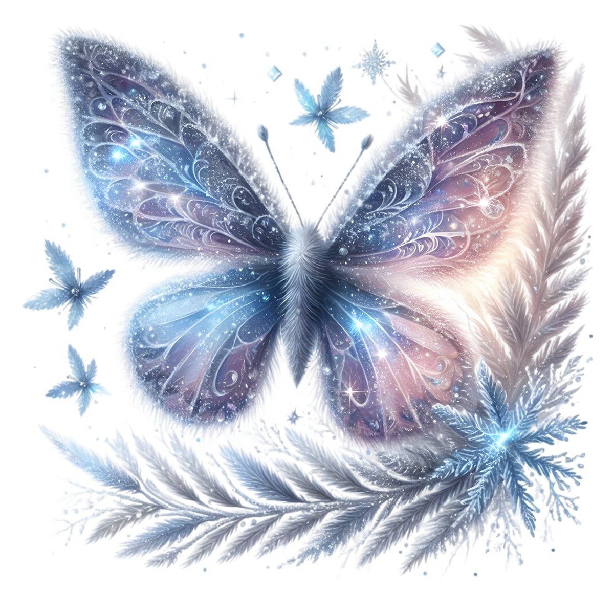 Mystical Butterflies Icy 2 Fabric Panel