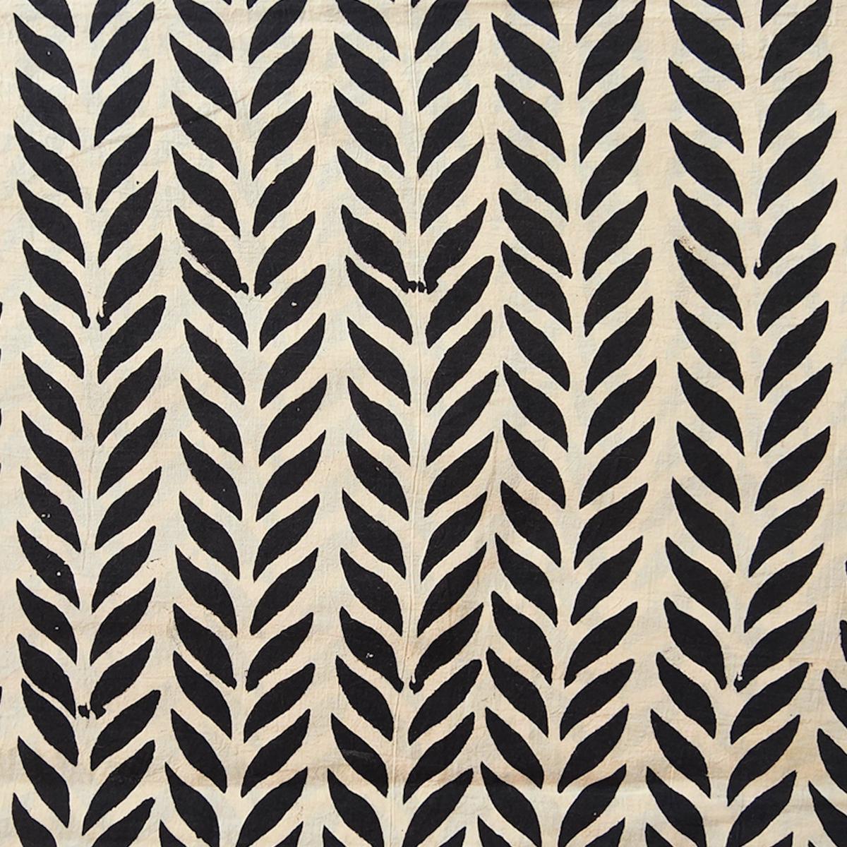Pure Cotton Bagru Cream With Black leaves creeper Hand Block Print Fabric